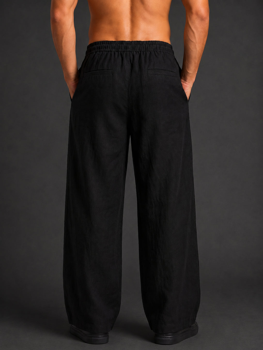 Men’s Relaxed Fit Linen Trousers ( J-GP 310 GP 310Black )