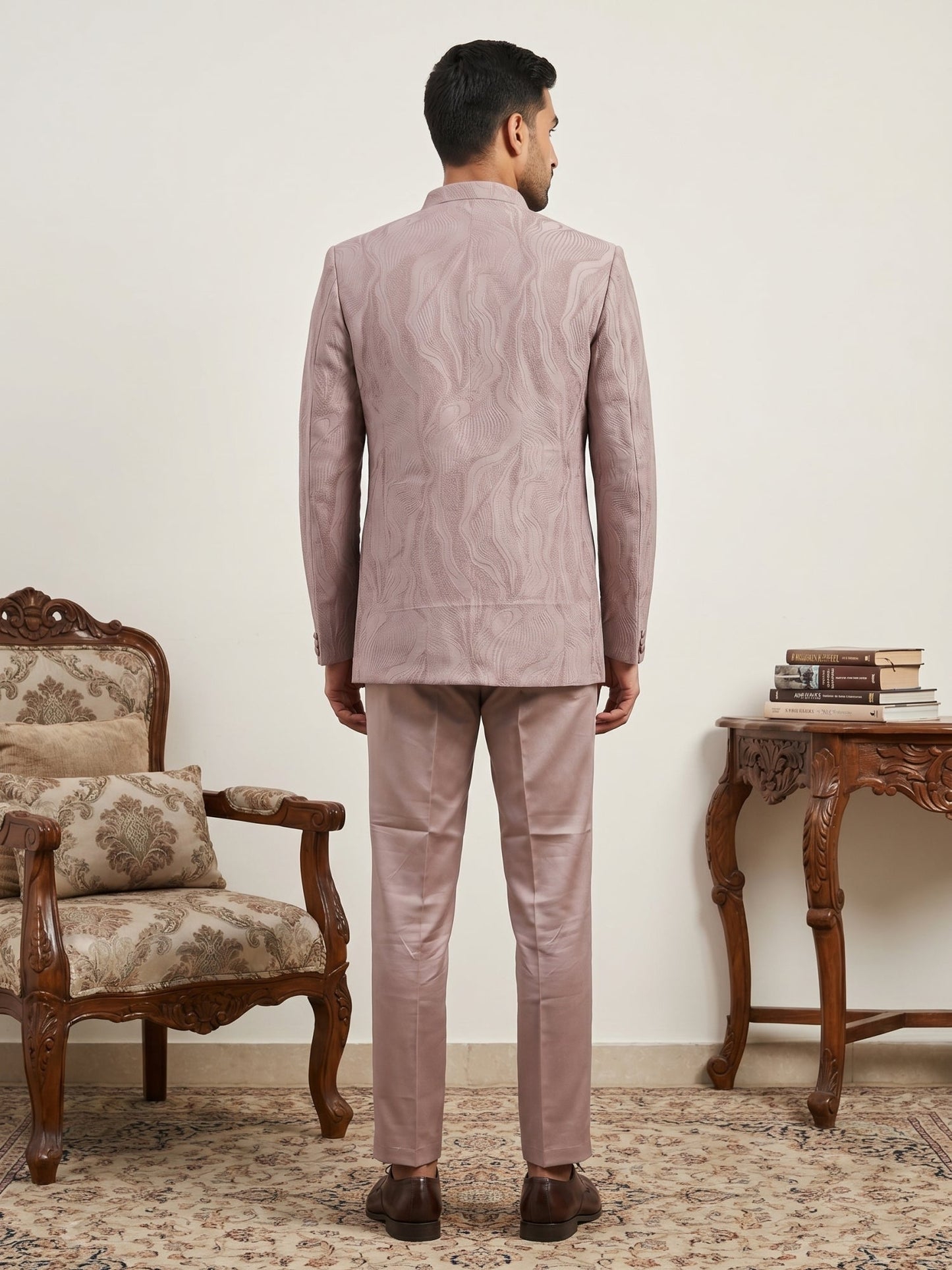 Men's Cotton Blend Embroidered Indo-Western Set