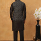 Velvet Embroidered Nehru Jacket Kurta Pyjama Set ( HOPKPWC_592B_7029Black )