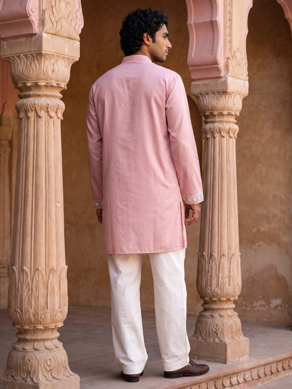 Embroidered Cotton Blend Kurta with Korean Pants ( 65KP PJ11W C 5635 Pink )