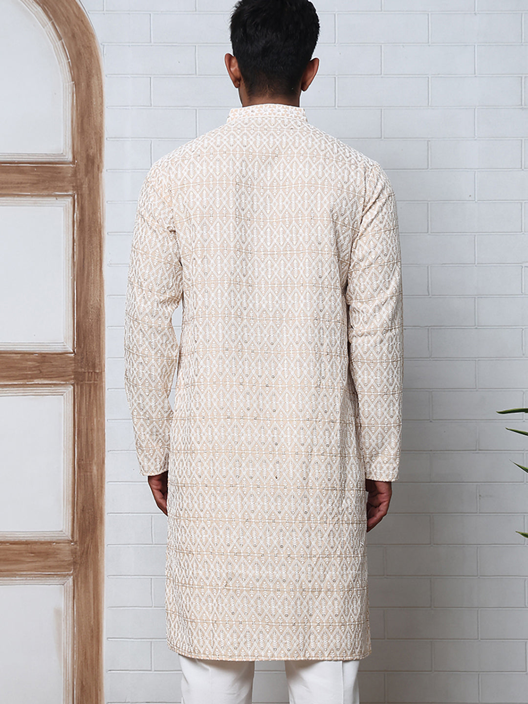Embroidered Viscose Rayon Kurta ( ANMKO 280Beige )  [RT] [M-6]