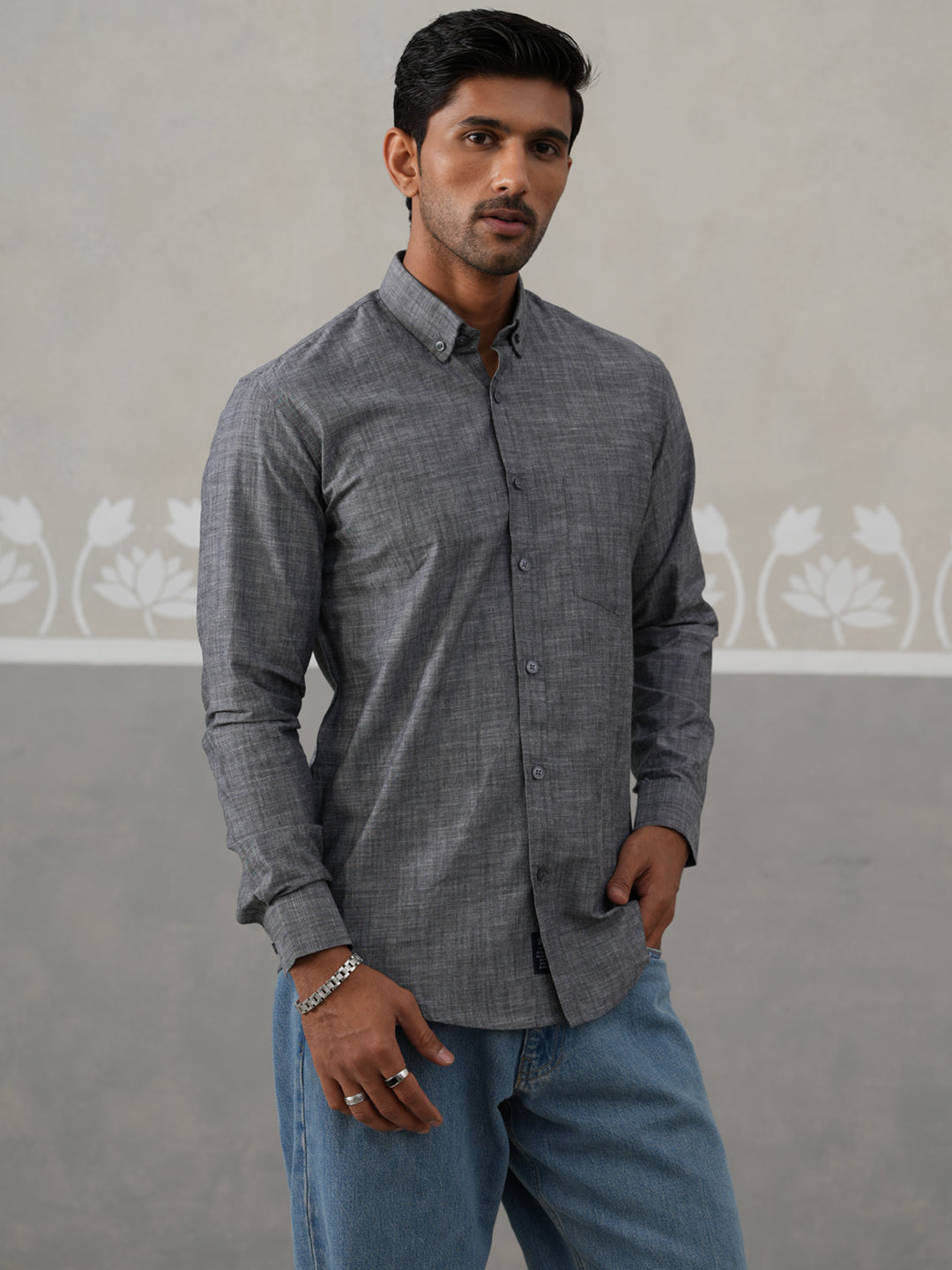 Cotton Blend Solid Casual Shirt for Men ( RDSH 032Grey )