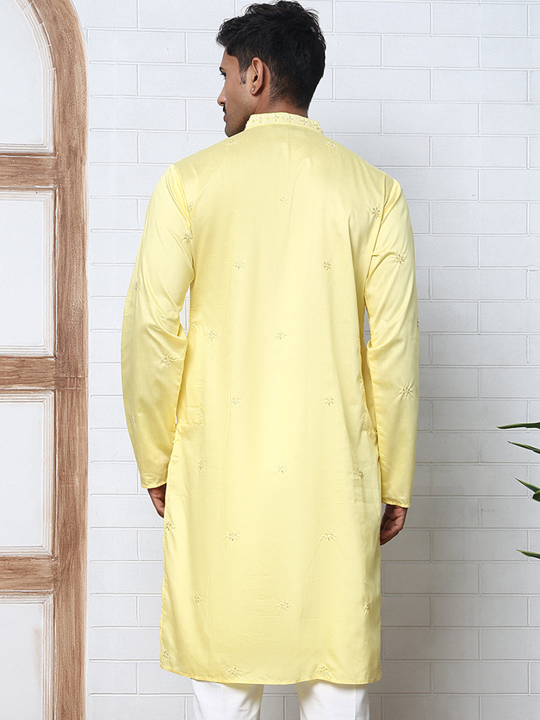 Embroidered Silk-Blend Kurtas ( ANMKO 292Yellow )