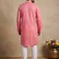 Men's Foil Print Traditional Kurta Pyjama ( 65KP W F 5630 Coral )
