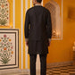 Men's Embroidered Waistcoat and Kurta Pyjama ( JOKPWCS 5054Black )