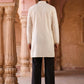 Japanese Fabric Designer Embroidered Kurta With Korean Pants ( 65KP PJ11B F 5633 White )