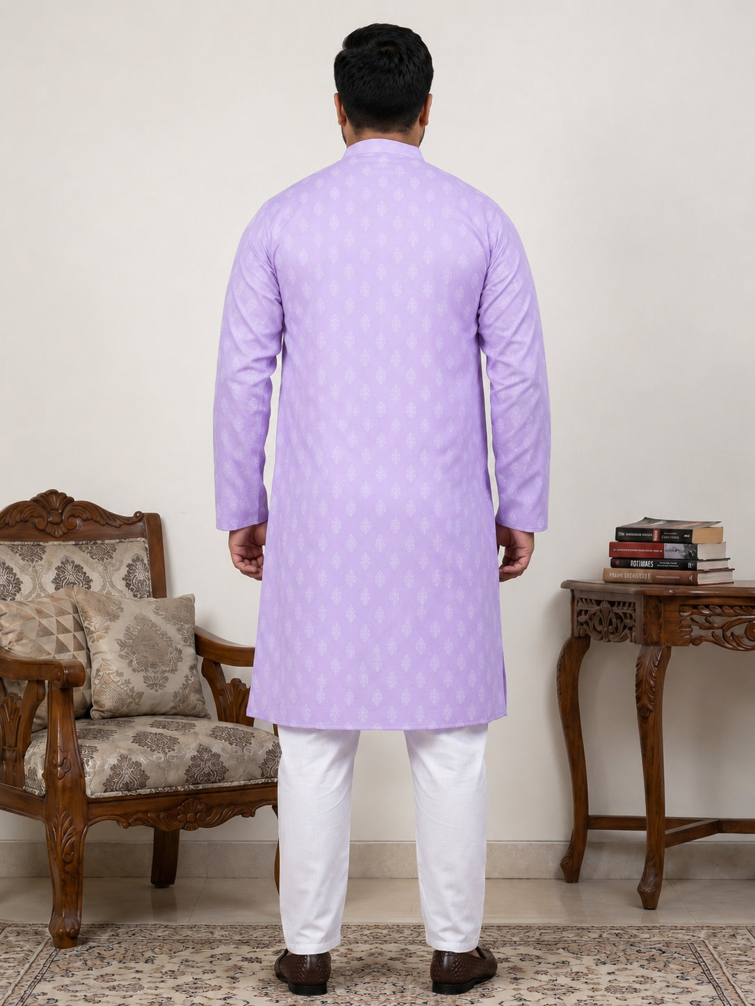 Floral Printed Kurta with Pyjama for Men