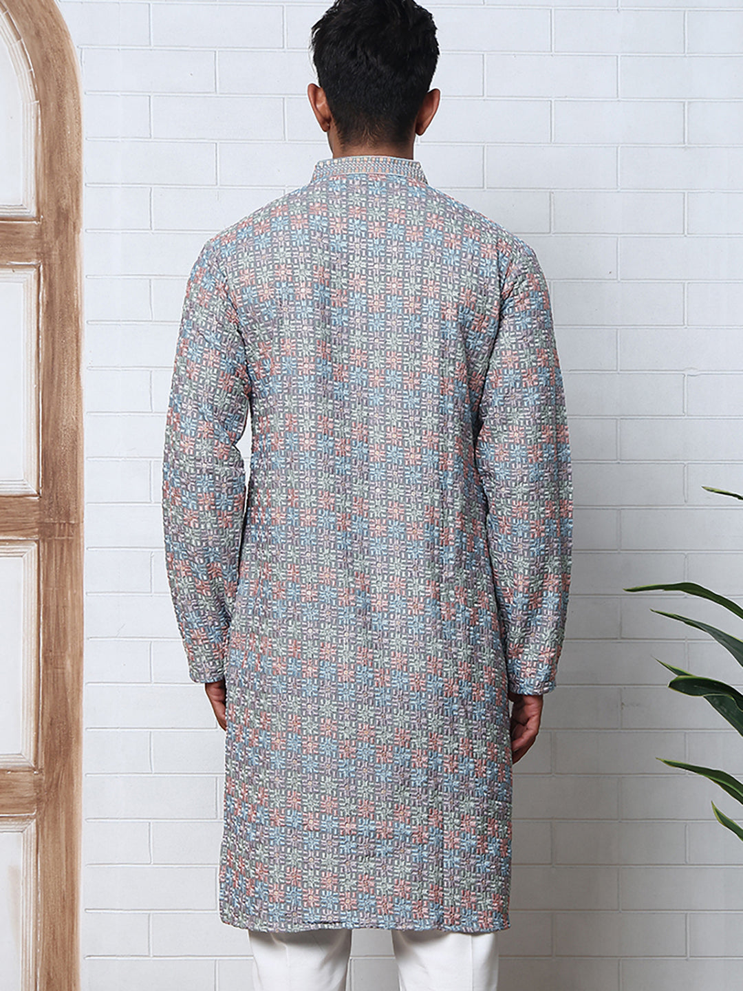 Viscose Rayon Self-Design Embroidered Kurtas ( ANMKO 278Grey )  [RT] [M-6]
