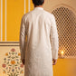 Men's Silk-Blend Embroidered Kurta ( 65KO 5627 White )