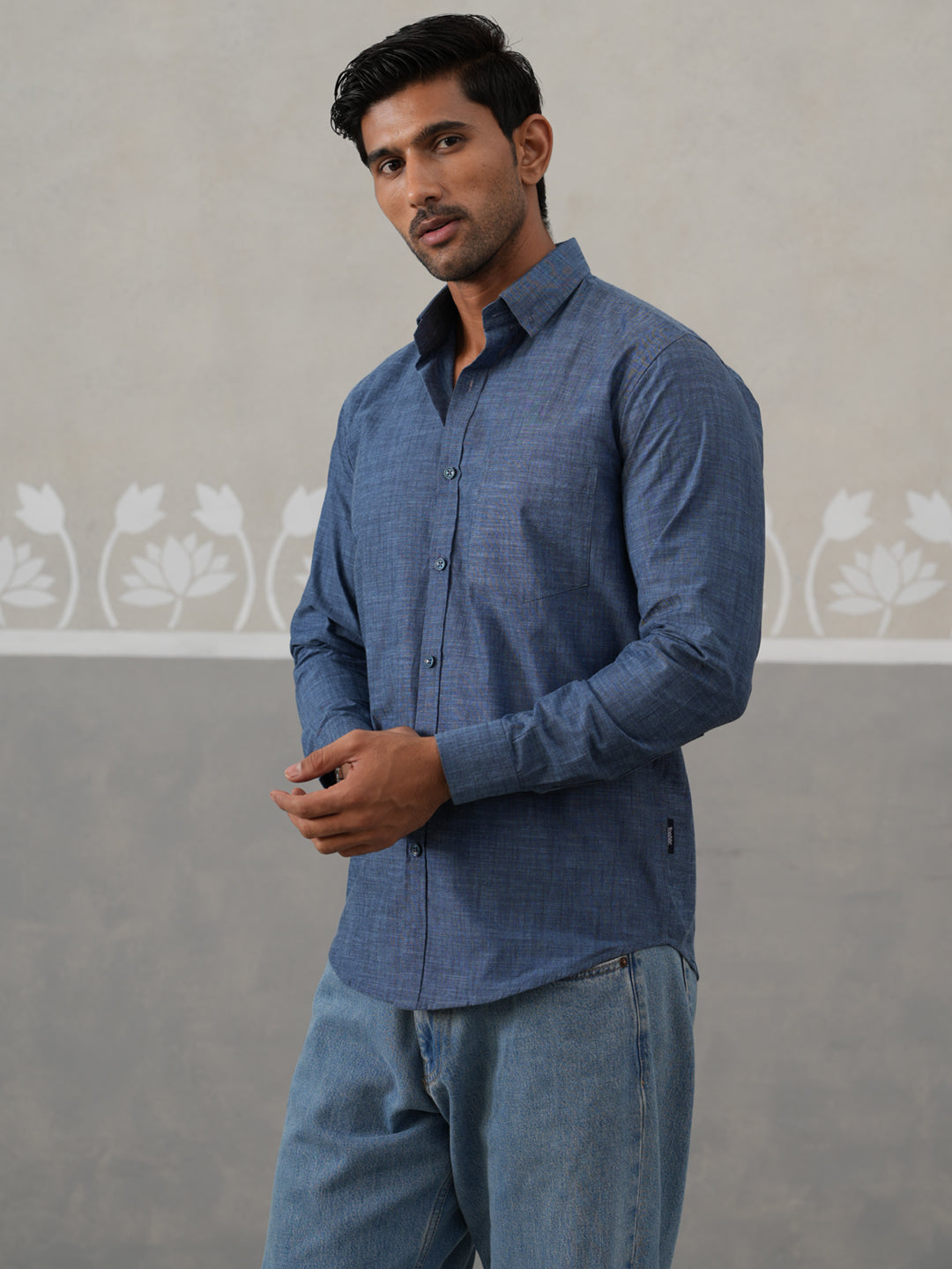 Cotton Blend Solid Casual Shirt for Men ( RDSH 032Blue )