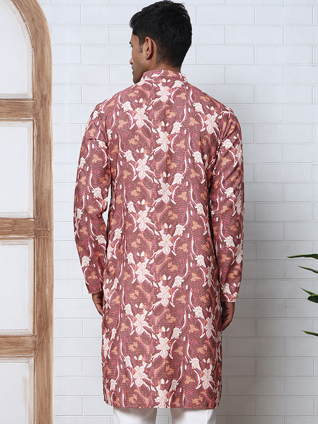 Thread Work & Printed Cotton Blend Kurtas ( ANMKO 297Brown )  [RT] [D-3]