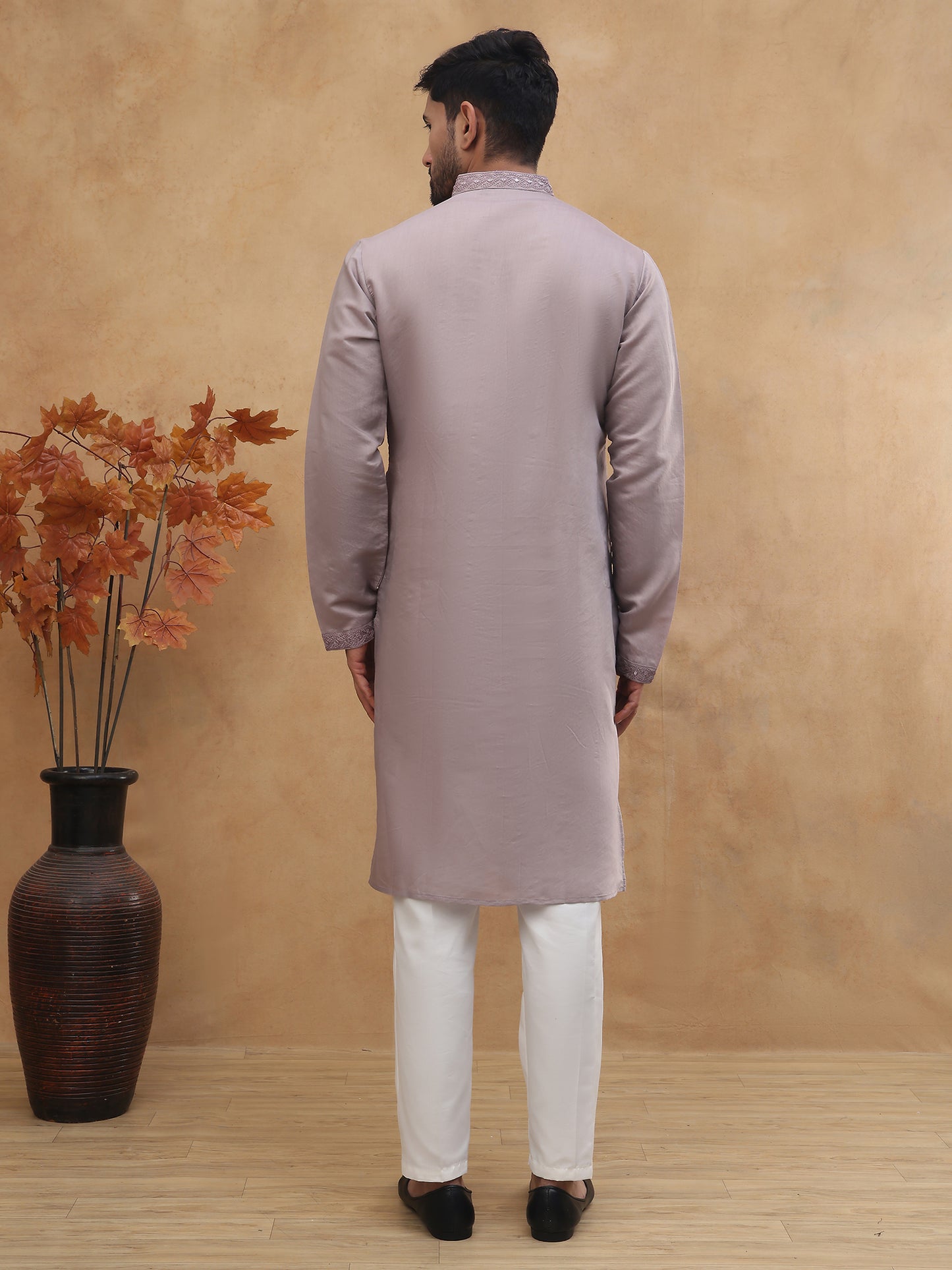 Men’s Silk Blend Embroidered Kurtas  ( HOPKO 003Purple )  [RT] [O-2]