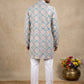 Printed & Thread Work Kurta Pyjama Set ( 65KP W T 5641 Blue )