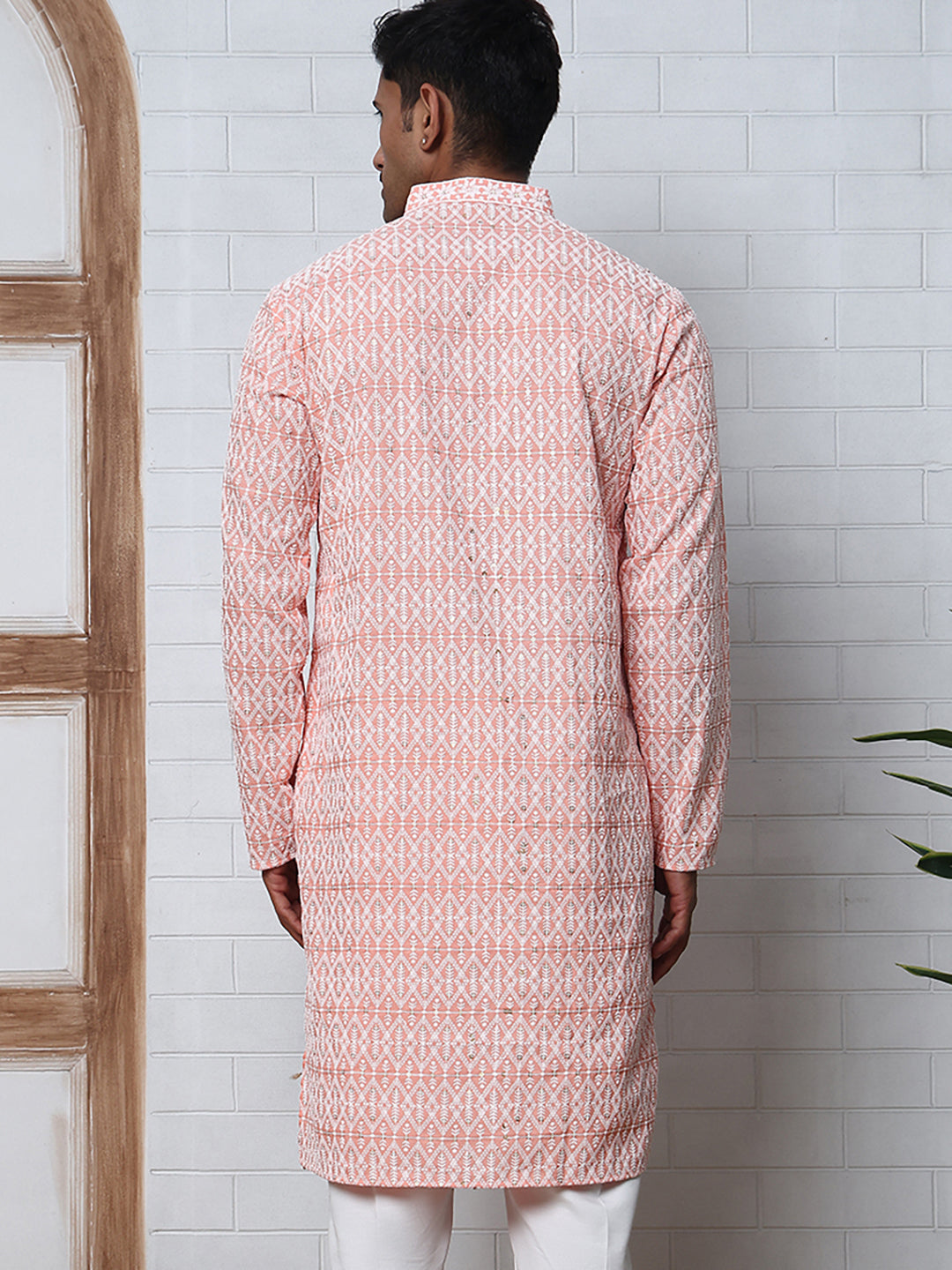 Embroidered Viscose Rayon Kurta ( ANMKO 280Peach )  [RT] [M-6]