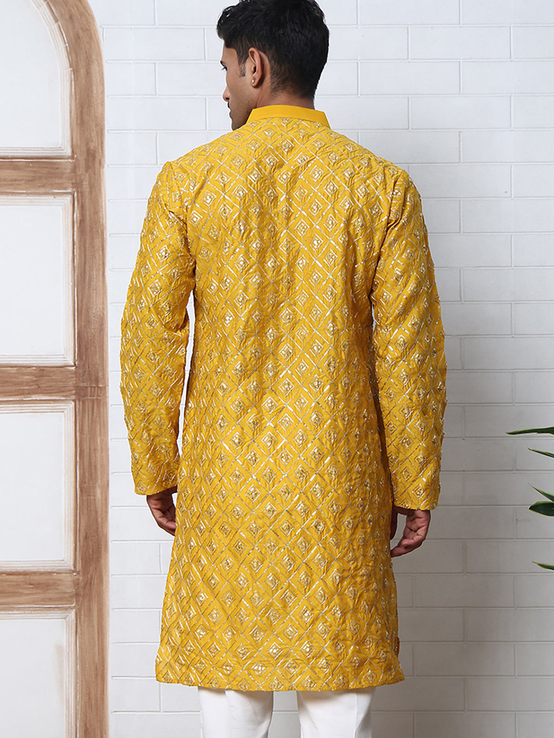 Geometric Sequin Pattern Kurtas ( ANMKO 282Mustard )  [RT] [L-4]