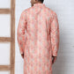 Men's Festive Sequins & Thread Work Kurtas ( ANMKO 288Peach )  [RT] [C-3]