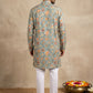 Floral Print & Thread Work Kurta Pyjama Set ( 65KP W P 5631 Blue )