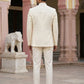 Men Woven Jacquard Indo-Western Set ( 50JIND 155Cream S )