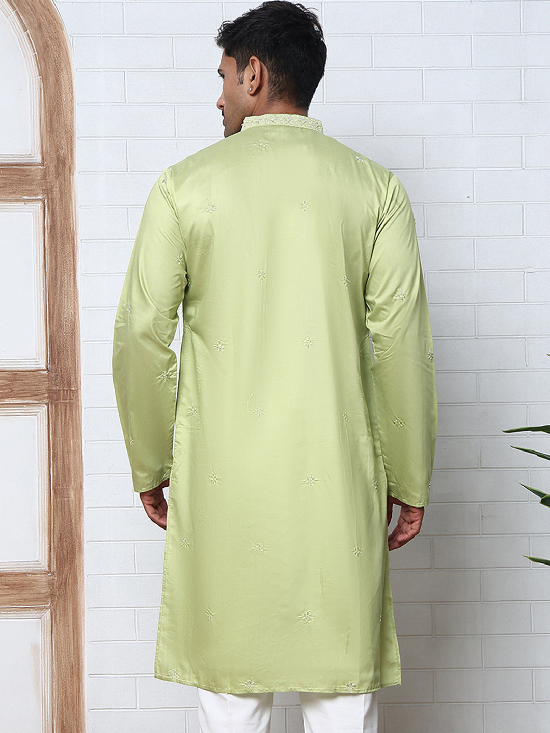 Embroidered Silk-Blend Kurtas ( ANMKO 292Green )