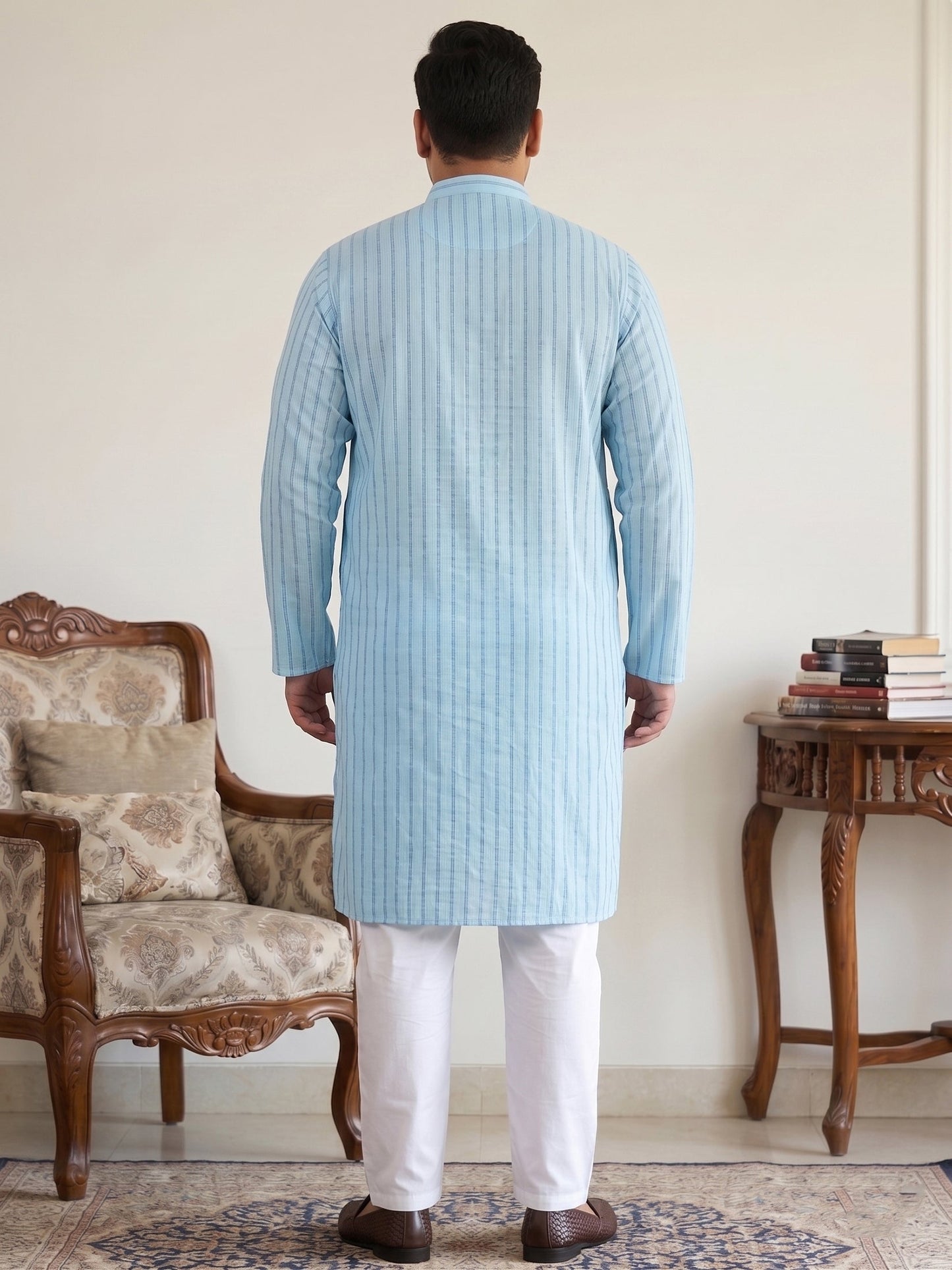 Men's Cotton Striped Kurta Pyjama Set
