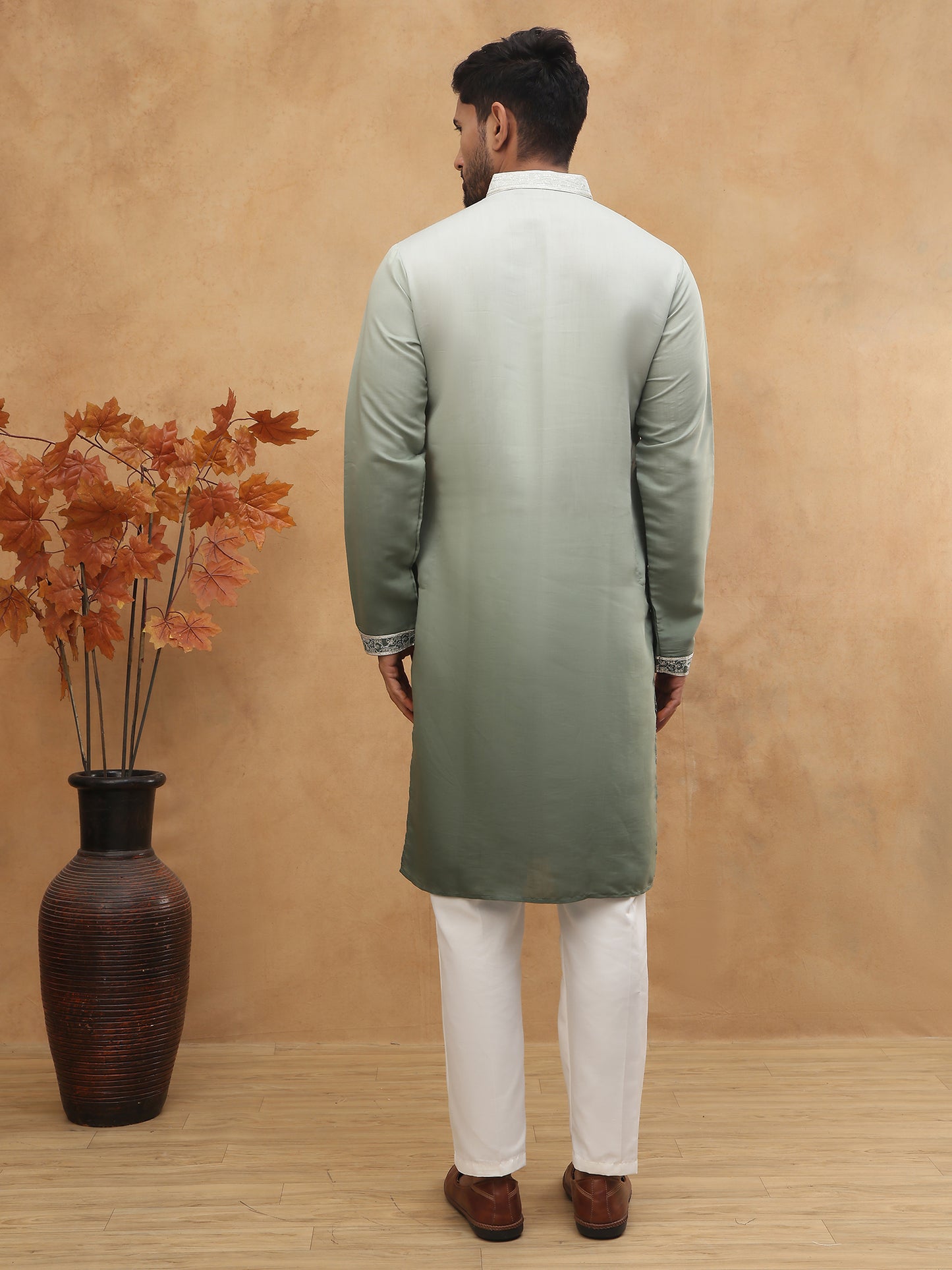 Silk Blend Elegant Thread Work Kurtas ( HOPKO 004Green )  [RT] [O-4]