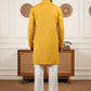 Men's Silk-Blend Embroidered Kurta with Korean Pants ( 65KP PJ11W S 5637 Mustard )