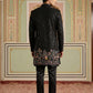 Men’s Black Heavily Embroidered Indo-Western Set ( 50JIND 127Black S )