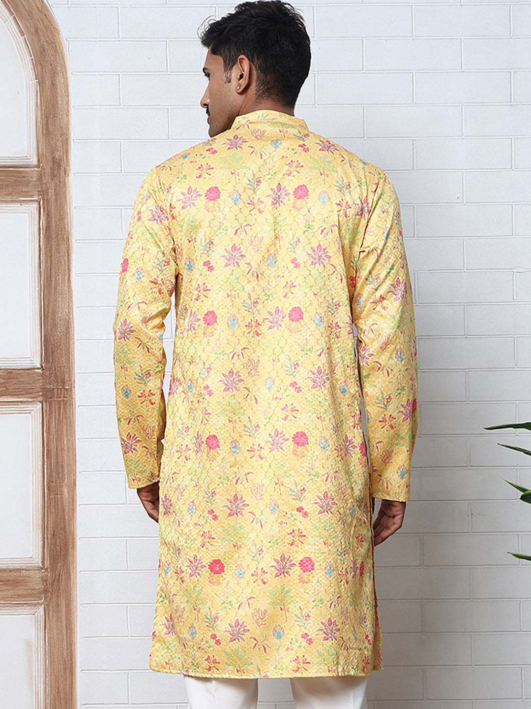 Thread Work & Printed Silk Blend Kurtas ( ANMKO 293Yellow )  [RT] [L-5]