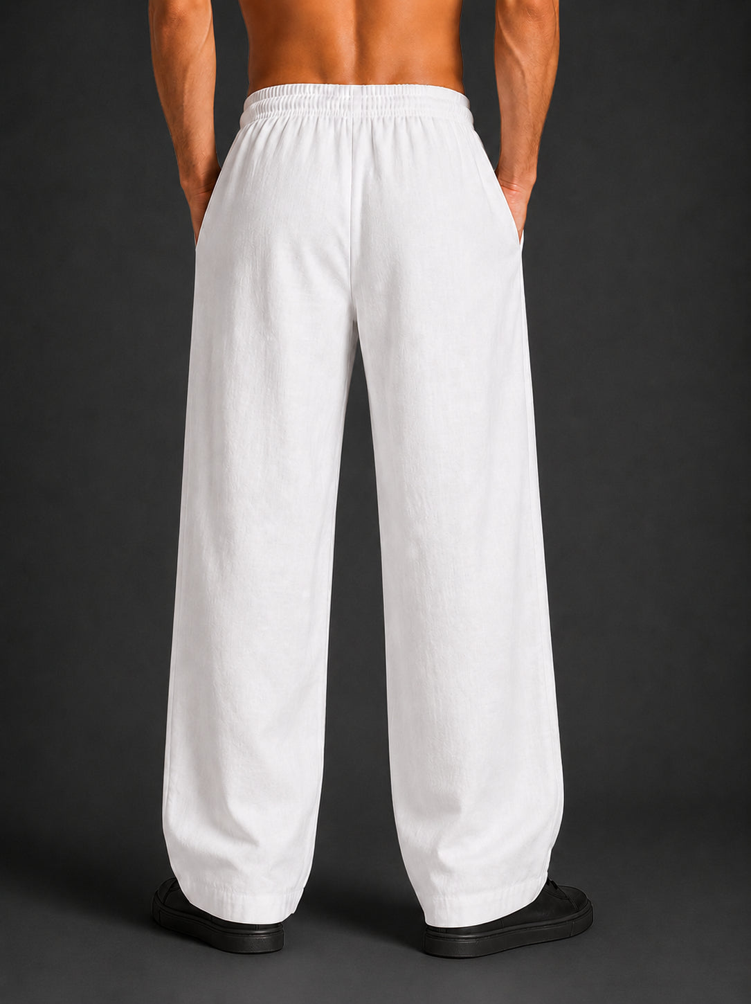 Men’s Relaxed Fit Linen Trousers ( J-GP 310 GP 310White )
