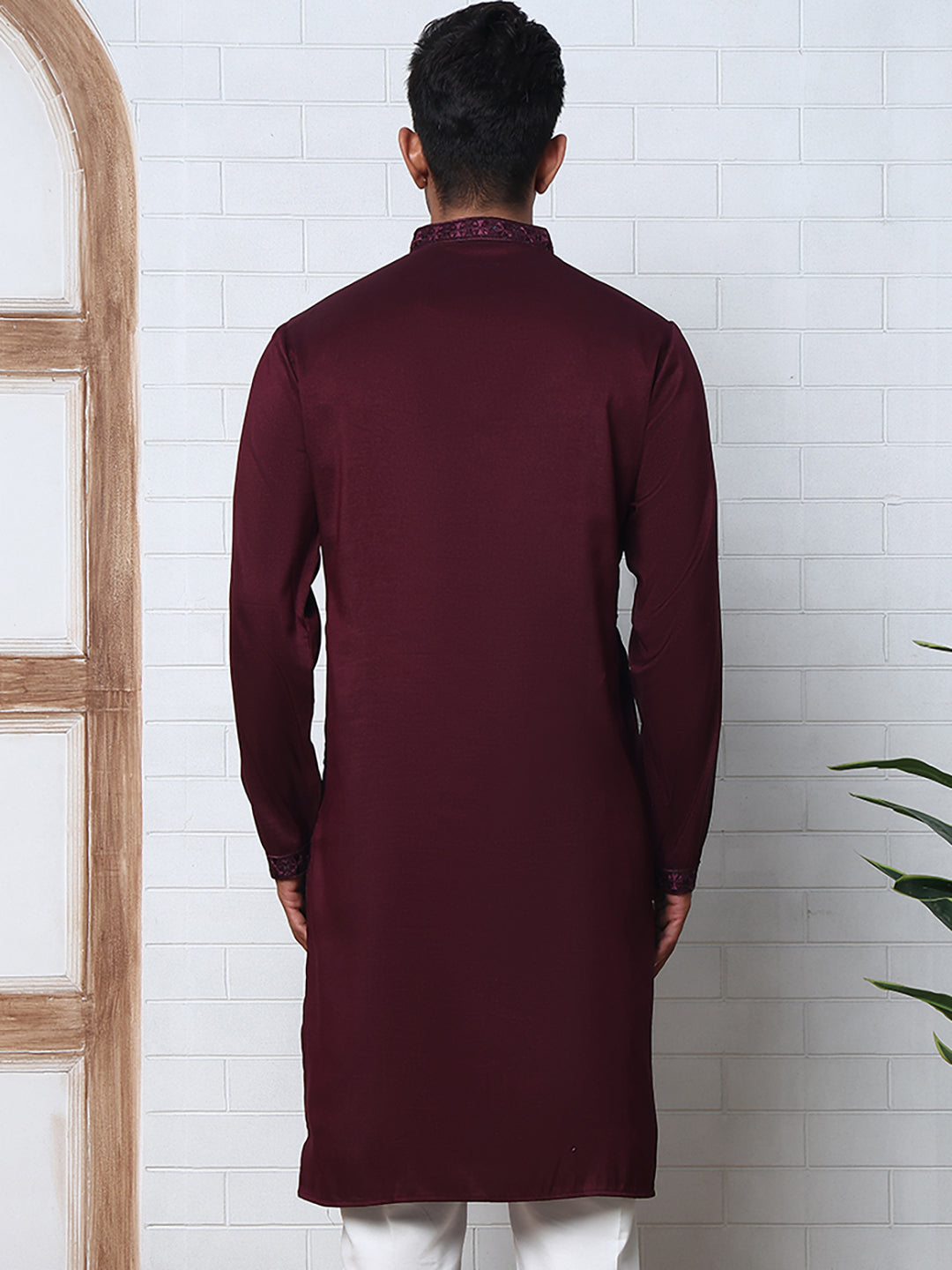 Men Silk Blend Festive Embroidered Kurtas ( ANMKO 286Maroon )  [RT] [M-6]