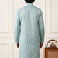 Men's Foil Print Traditional Kurta ( 65KO 5642 Sky )