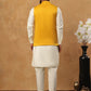 Embroidered Nehru Jacket Set with Solid Kurta Pyjama (65KPWC 592W 4150 Mustard )