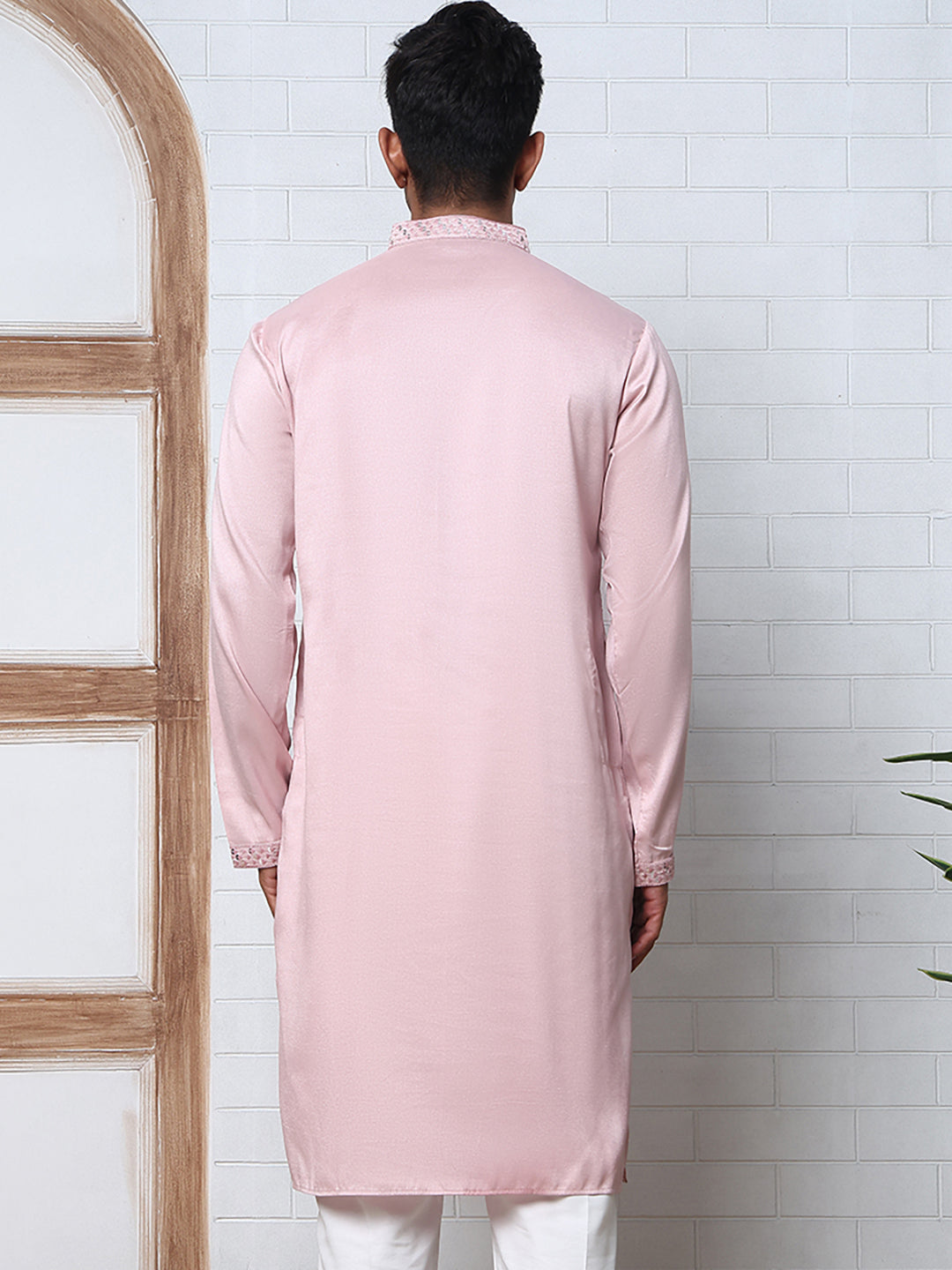 Men Silk Blend Festive Embroidered Kurtas ( ANMKO 286Peach )  [RT] [M-6]