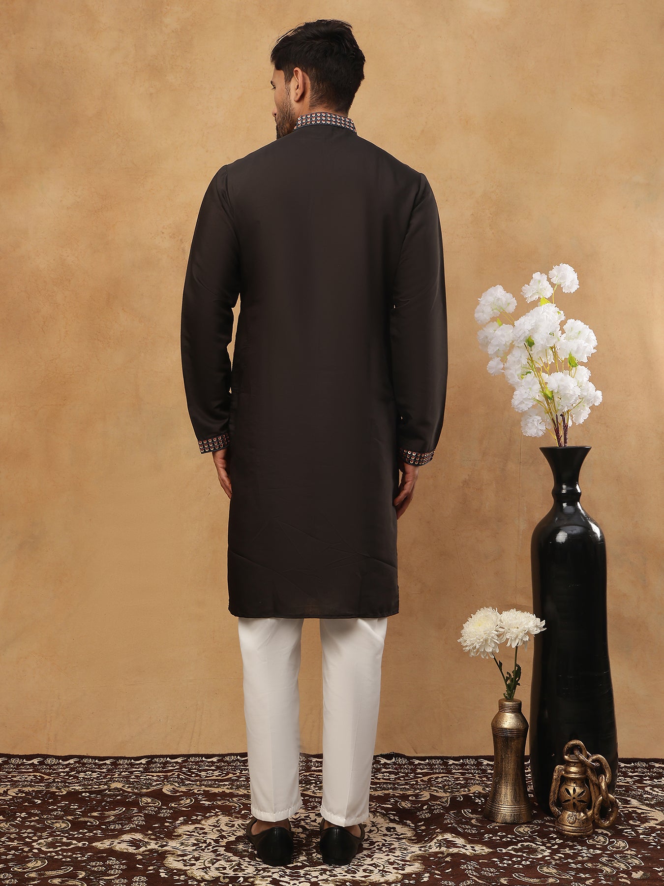 Silk Blend Designer Embroidered Kurtas ( HOPKO 007Black )  [RT] [O-2]