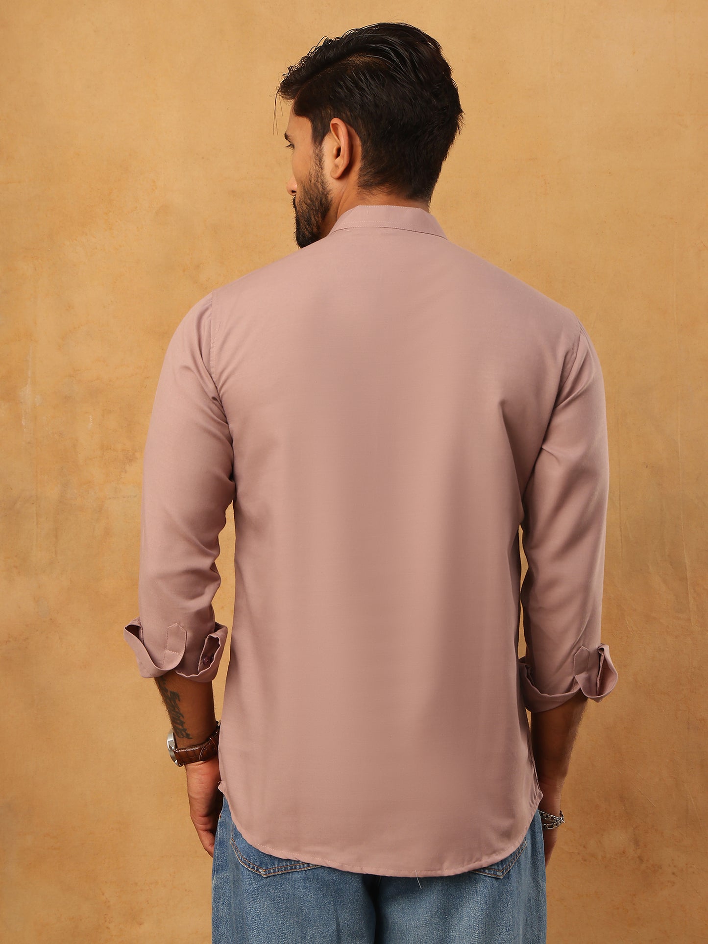 Solid Casual Short Kurta for Men ( ANMKO 304Peach )