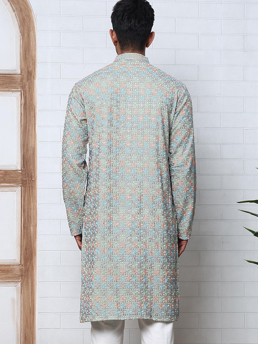 Viscose Rayon Self-Design Embroidered Kurtas ( ANMKO 278Green )  [RT] [M-6]