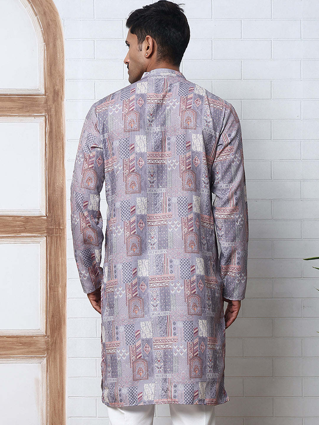 Thread Work & Printed Cotton Blend Kurtas ( ANMKO 297Grey )  [RT] [D-3]
