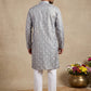 Men's Foil Print Traditional Kurta Pyjama ( 65KP W F 5630 Grey )