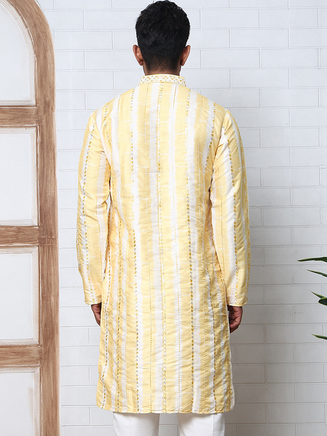 Men Silk Blend Festive Embroidered Kurtas ( ANMKO 299Yellow )  [RT] [C-2]