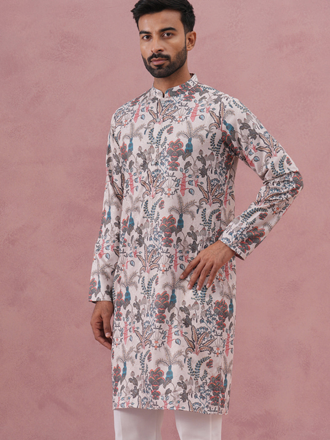 Men’s Stylish Printed Cotton Blend Kurtas ( ANMKO 274Blue )  [RT] [N-6]