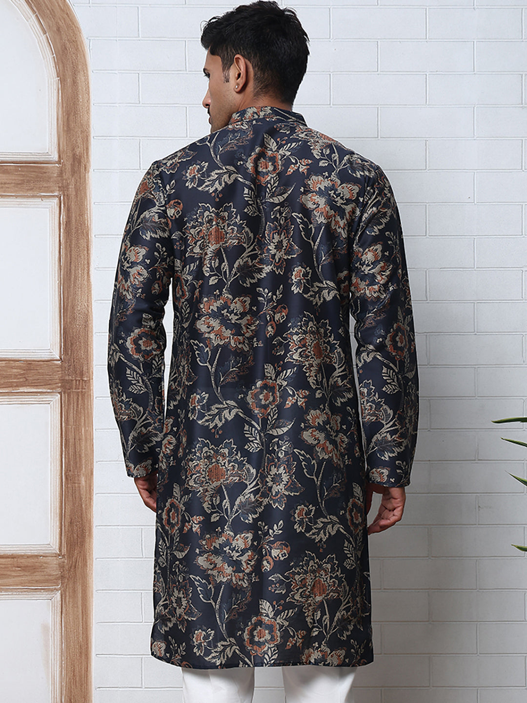 Cotton Blend Floral Printed Kurtas ( ANMKO 294Navy )  [RT] [M-5]