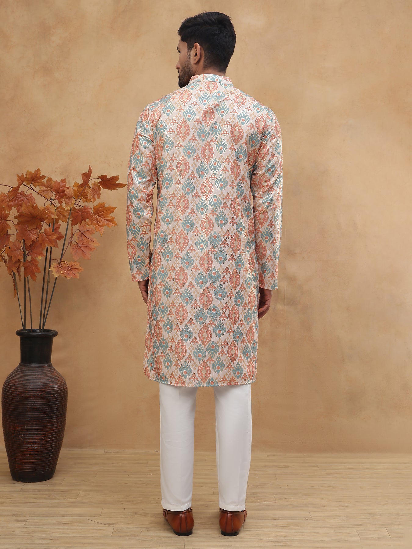 Ethnic Foil Printed Viscose Rayon Kurta ( HOPKO 016Peach )  [RT] [P-5]