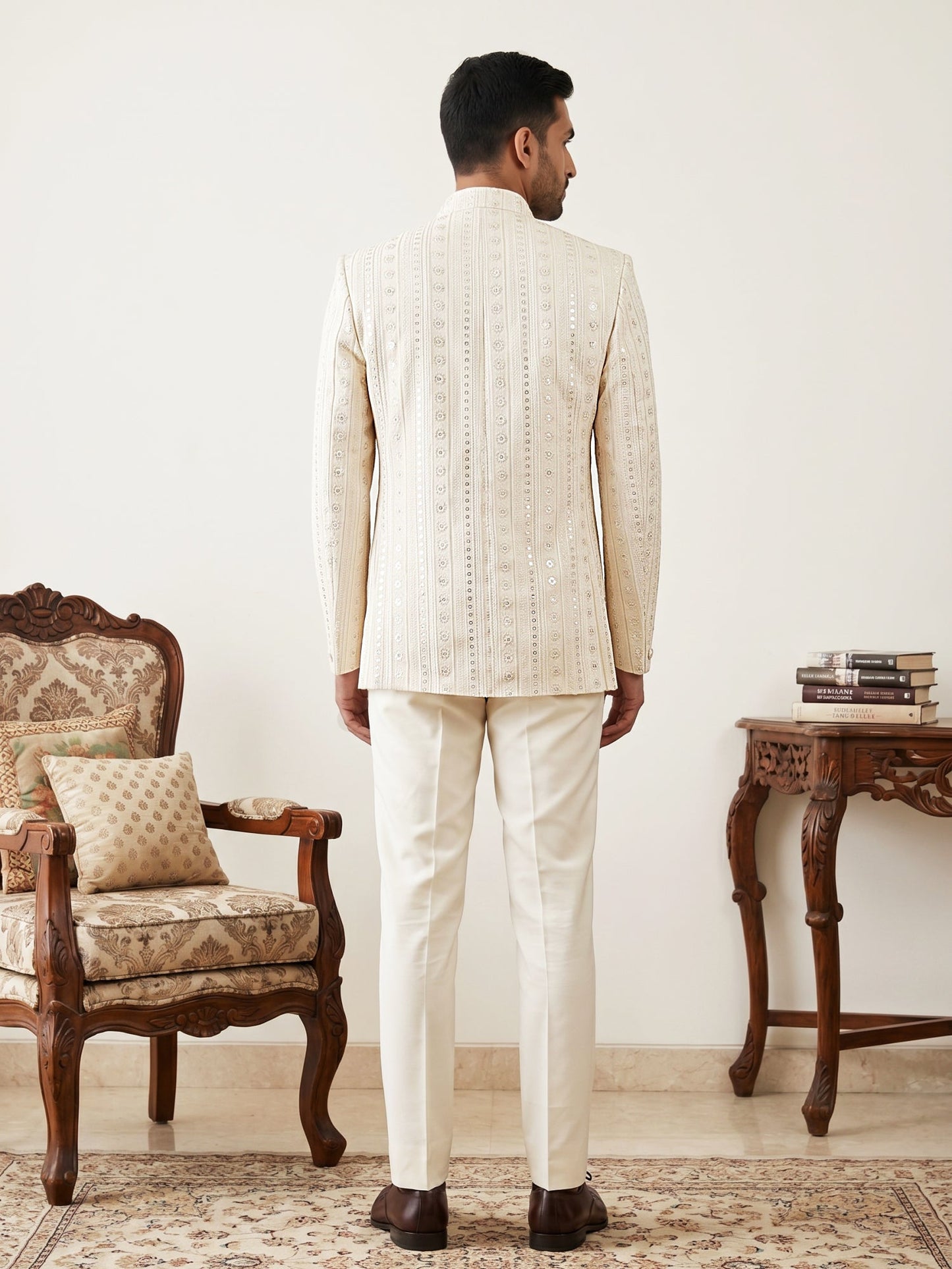 Silk Blend Sequin & Embroidered Indo-Western Set