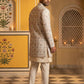 Men Peach Embroidered Indo-Western Set ( 50JIND 111Peach S )