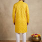 Men's Foil Print Traditional Kurta Pyjama ( 65KP W F 5630 Yellow )