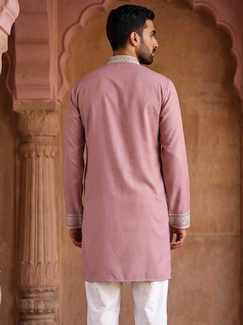 Embroidered Japanese Fabric Kurta ( 65KO 5638 Magenta )