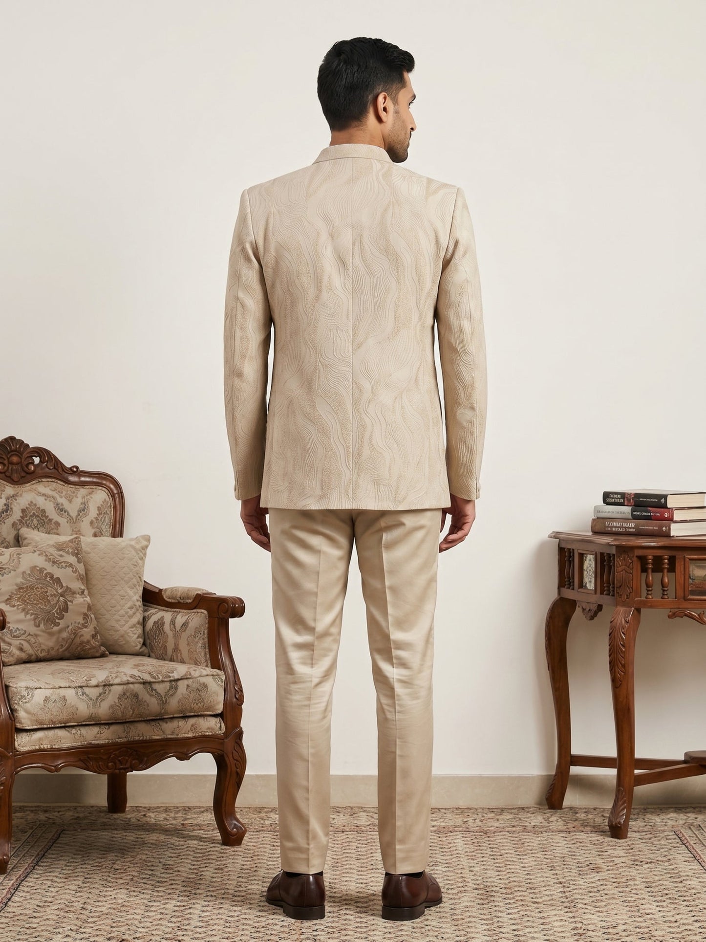 Men's Cotton Blend Embroidered Indo-Western Set