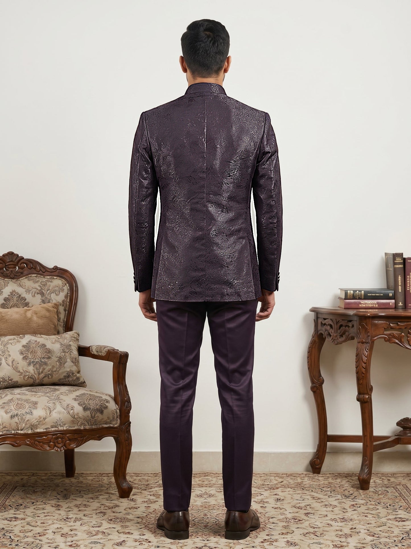 Men's Woven Design Indo-Western Set