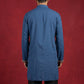 Men's Japanese Fabric Embroidered Kurta ( 65KO 5592Peacock ) [FF] [G-4]