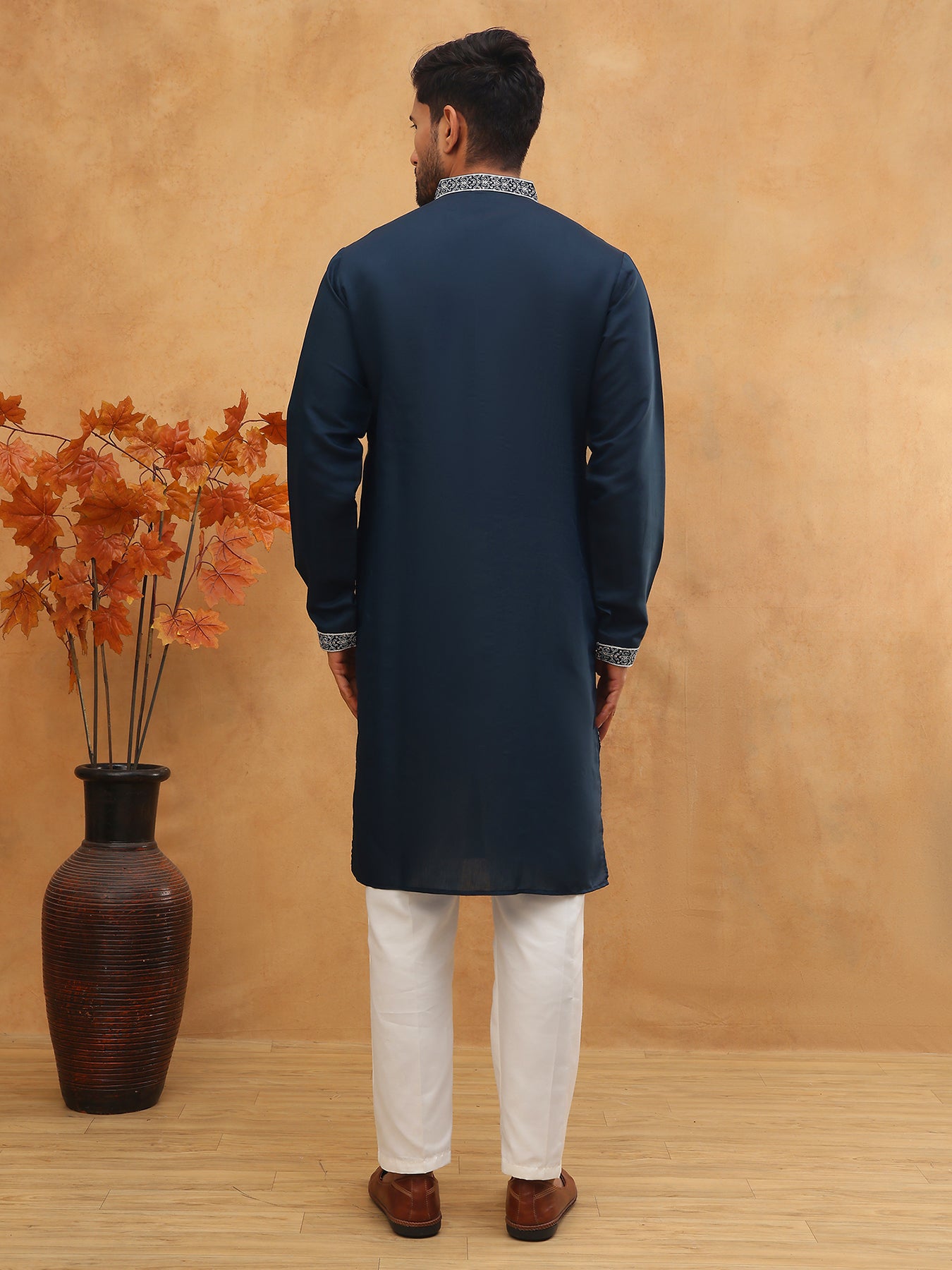 Festive Silk Blend Embroidered Kurta ( HOPKO 017Navy )  [RT] [P-7]